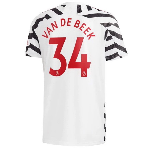 Camiseta Manchester United NO.34 Van De Beek Tercera equipo 2020-2021 Blanco